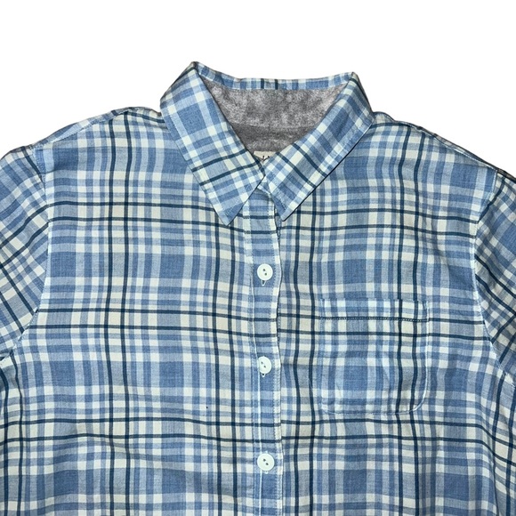 L.L. Bean Plaid Blue Fleece Lined Button Down Flannel Shirt Jacket Top Sz Small - Picture 7 of 14